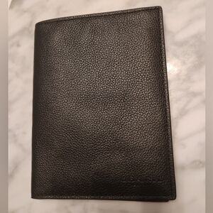 Coach Pebbled Black Leather Bifold Passport Card Wallet